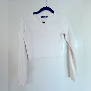 Brandy Melville white long sleeve crop top